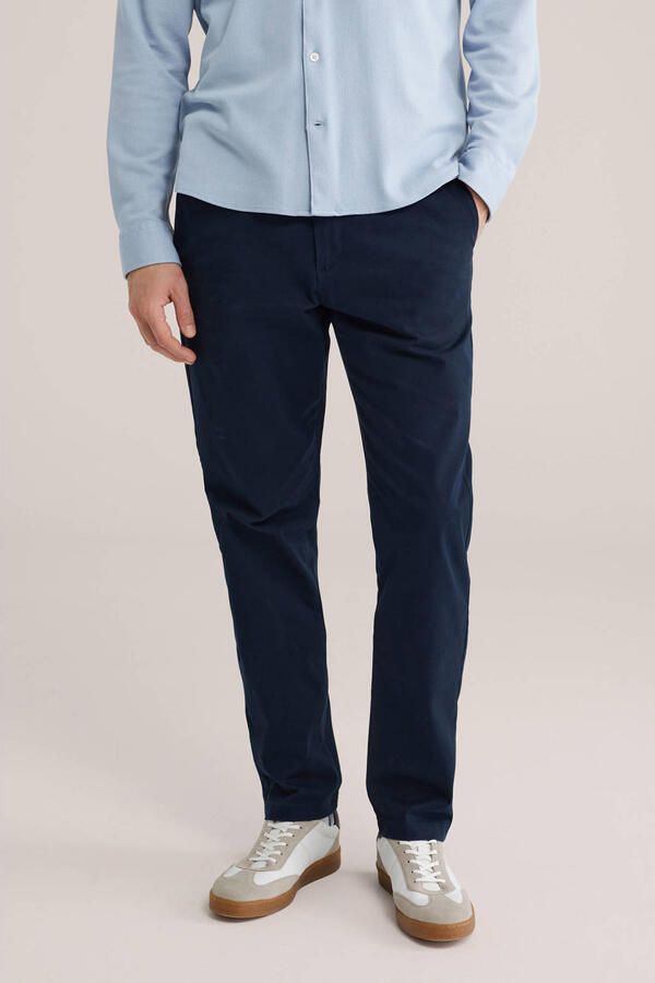 WE Fashion regular chino donkerblauw