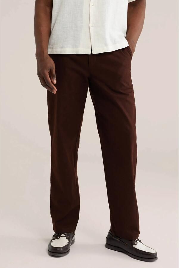 WE Fashion regular chino met linnen donkerrood - Foto 2