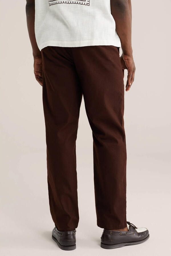 WE Fashion regular chino met linnen donkerrood - Foto 3