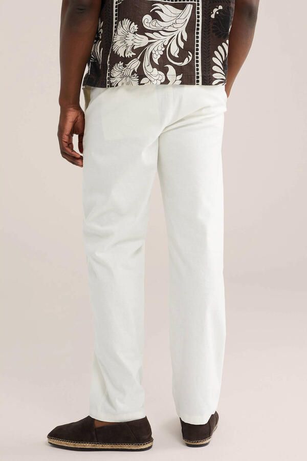WE Fashion regular chino met linnen ecru - Foto 3