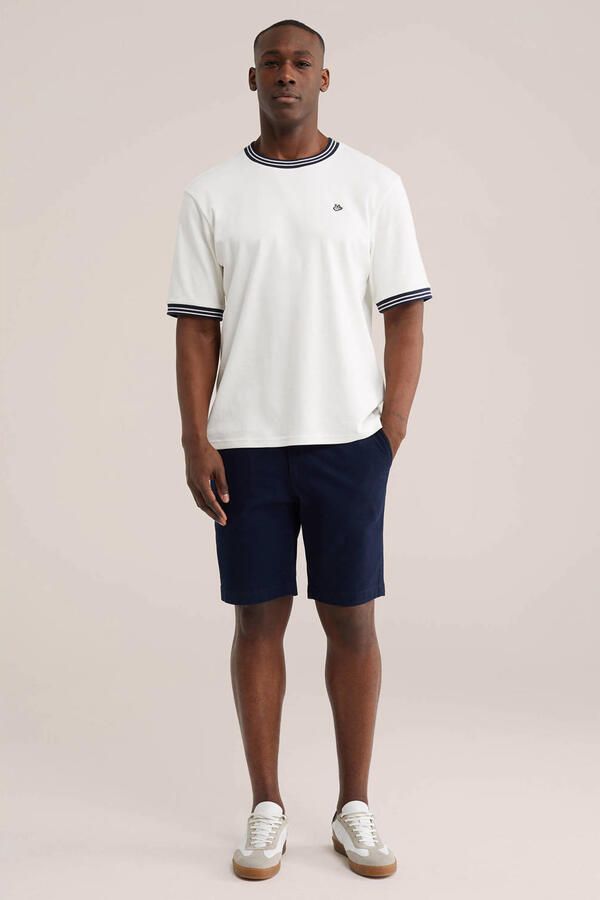 WE Fashion regular chino short donkerblauw