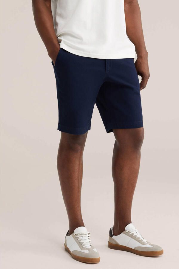 WE Fashion regular chino short donkerblauw - Foto 3