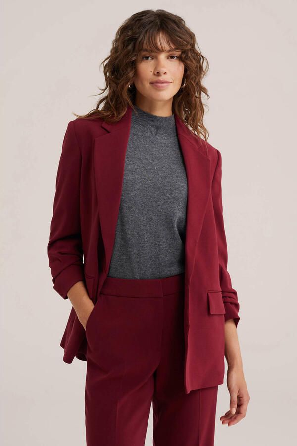 WE Fashion regular fit blazer donkerrood