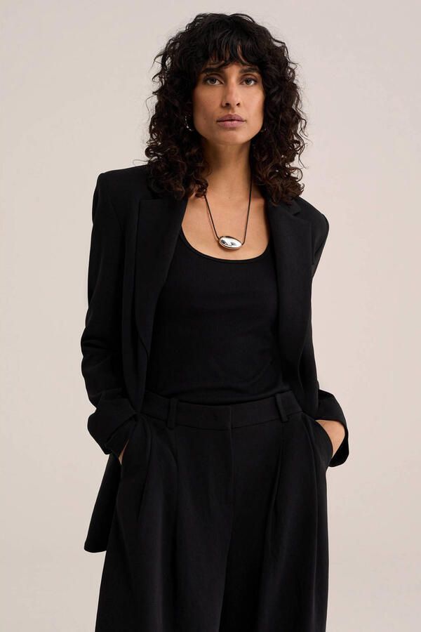 WE Fashion WE STUDIO regular fit blazer zwart