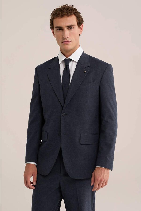 WE Fashion regular fit colbert donkerblauw