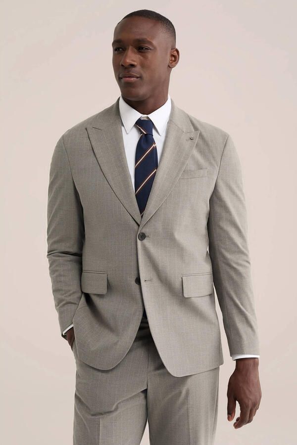 WE Fashion regular fit colbert grijs