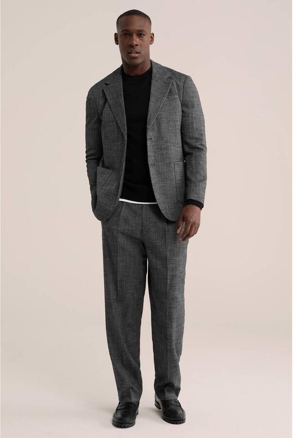 WE Fashion regular fit colbert met melée antraciet - Foto 2