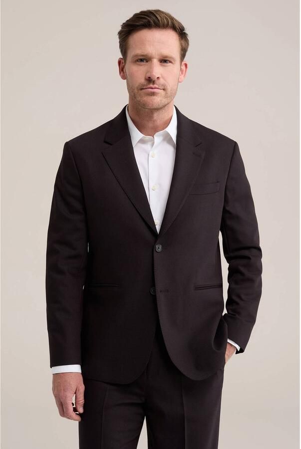 WE Fashion regular fit colbert met wol deep brown