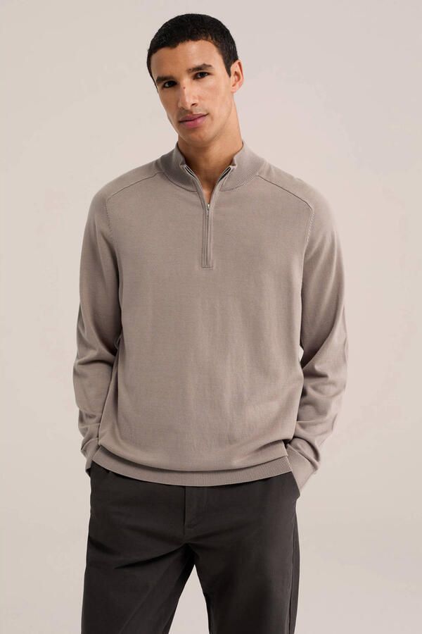 WE Fashion regular fit gebreide trui beige