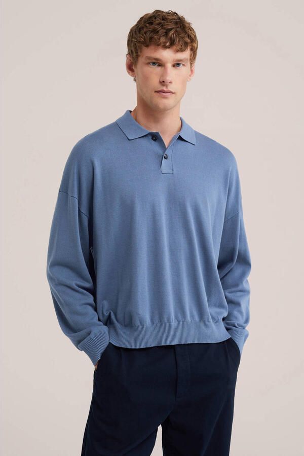 WE Fashion regular fit gebreide trui blauw