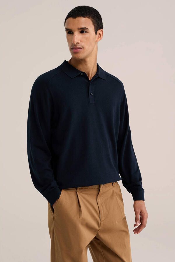 WE Fashion regular fit gebreide trui blauw