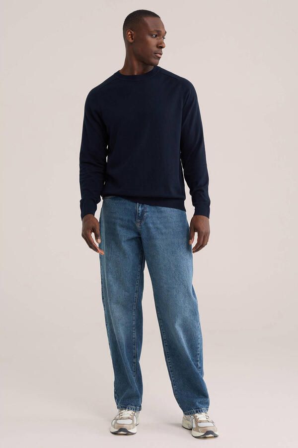 WE Fashion regular fit gebreide trui donkerblauw - Foto 2