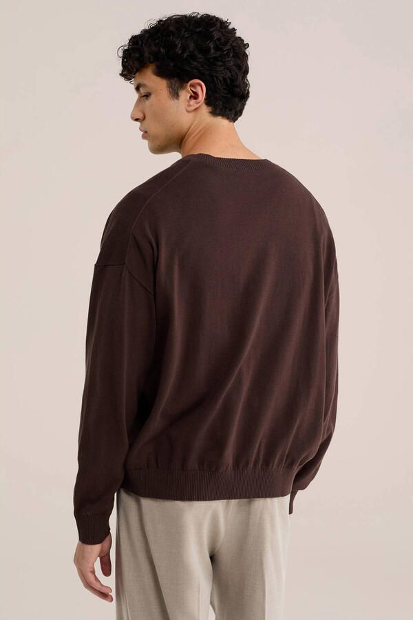 WE Fashion regular fit gebreide trui donkerbruin - Foto 2