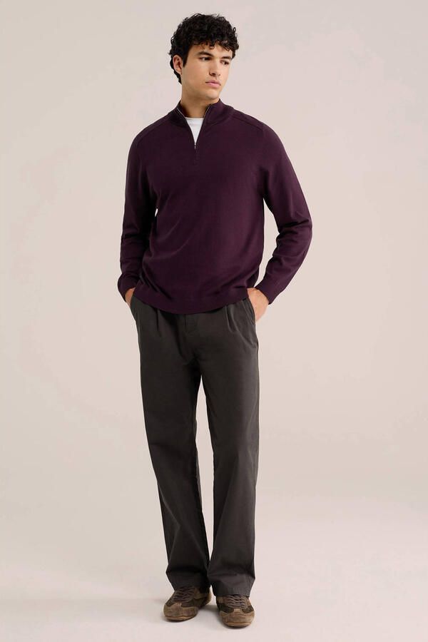 WE Fashion regular fit gebreide trui donkerpaars - Foto 2