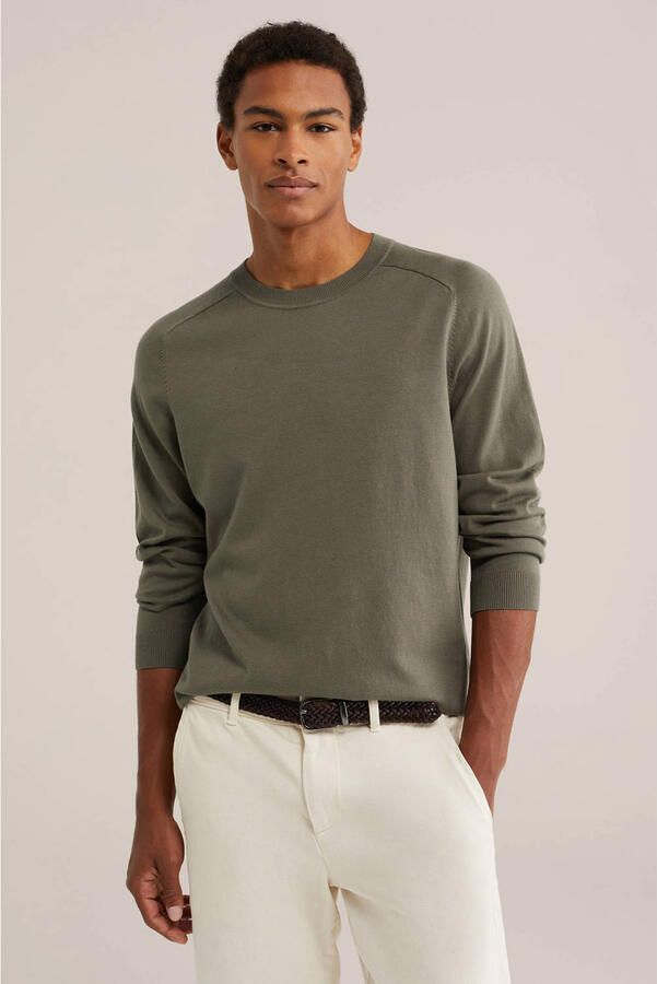 WE Fashion regular fit gebreide trui groen