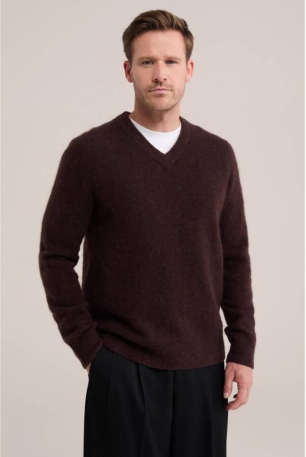 WE Fashion regular fit gebreide trui met wol deep brown