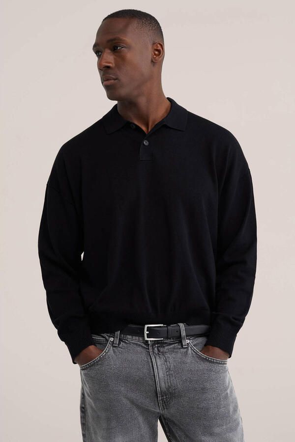 WE Fashion regular fit gebreide trui zwart