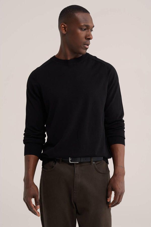 WE Fashion regular fit gebreide trui zwart