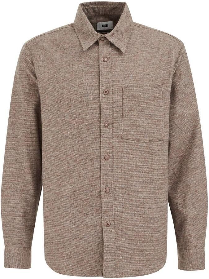WE Fashion regular fit gemêleerd overhemd dark wet sand