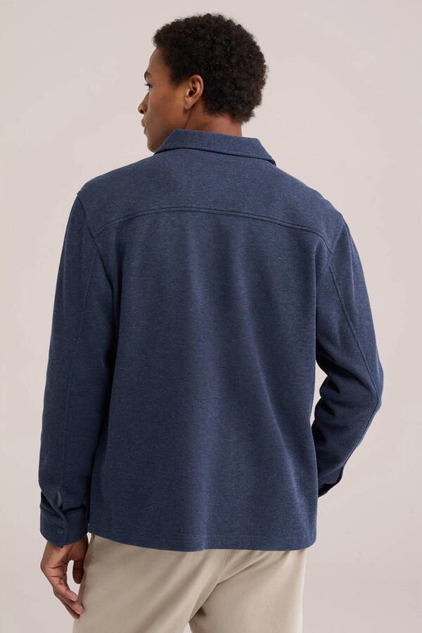 WE Fashion regular fit gemêleerd overshirt blauw - Foto 2