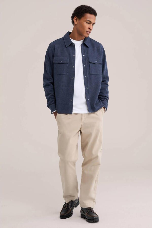 WE Fashion regular fit gemêleerd overshirt blauw - Foto 3