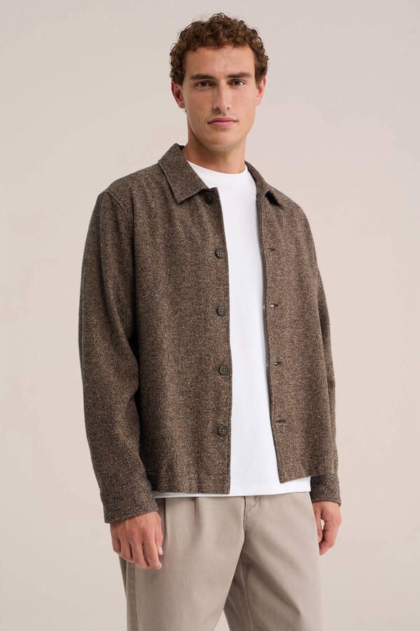 WE Fashion regular fit gemêleerd overshirt bruin