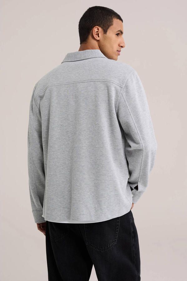 WE Fashion regular fit gemêleerd overshirt middengrijs - Foto 2