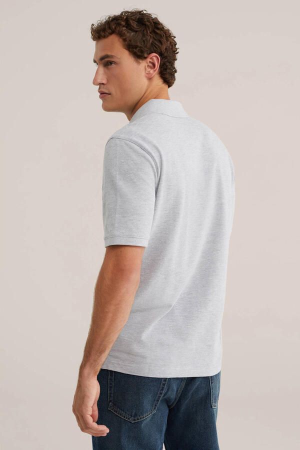 WE Fashion regular fit gemêleerde piqué polo grijs - Foto 3