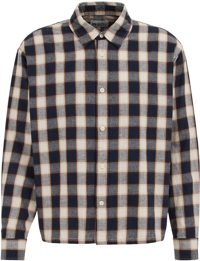 WE Fashion regular fit geruit overhemd donkerblauw