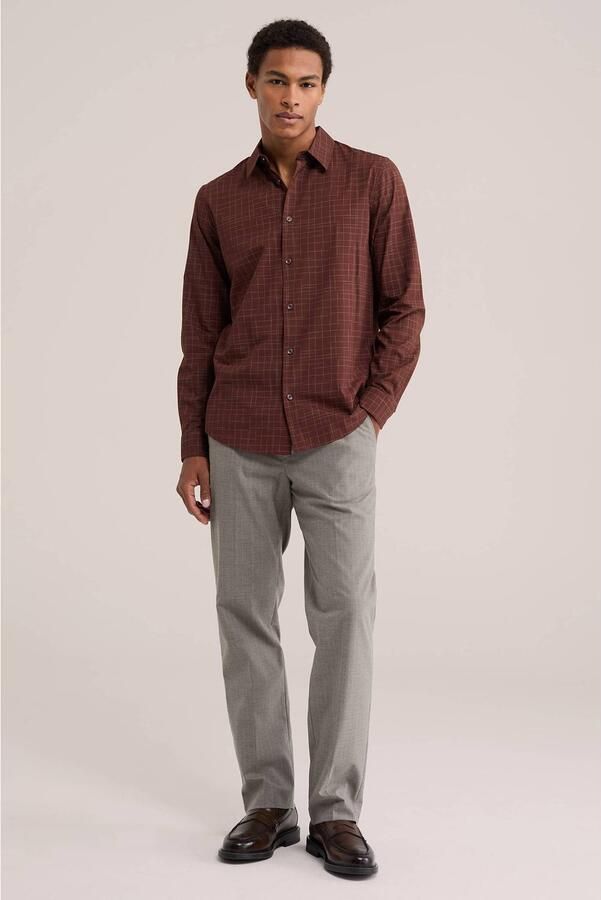 WE Fashion regular fit geruit overhemd roodbruin - Foto 2
