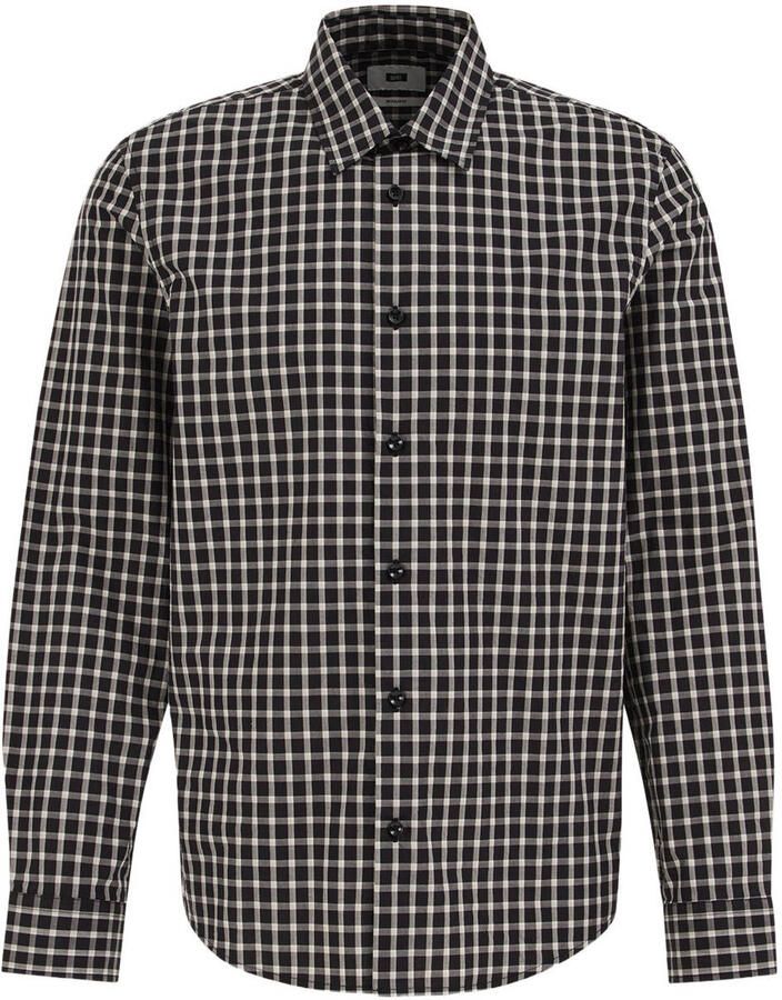 WE Fashion regular fit geruit overhemd zwart