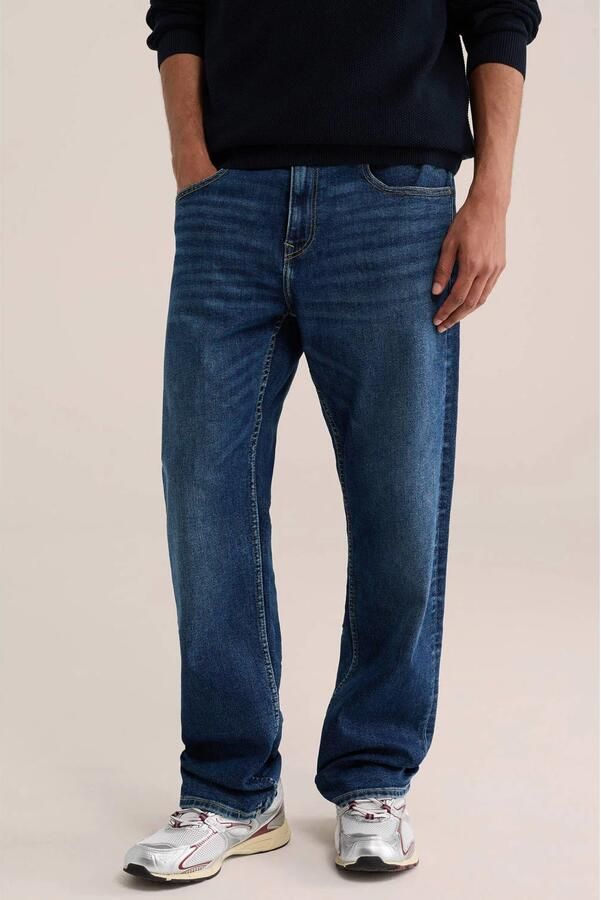 WE Fashion regular fit jeans donkerblauw