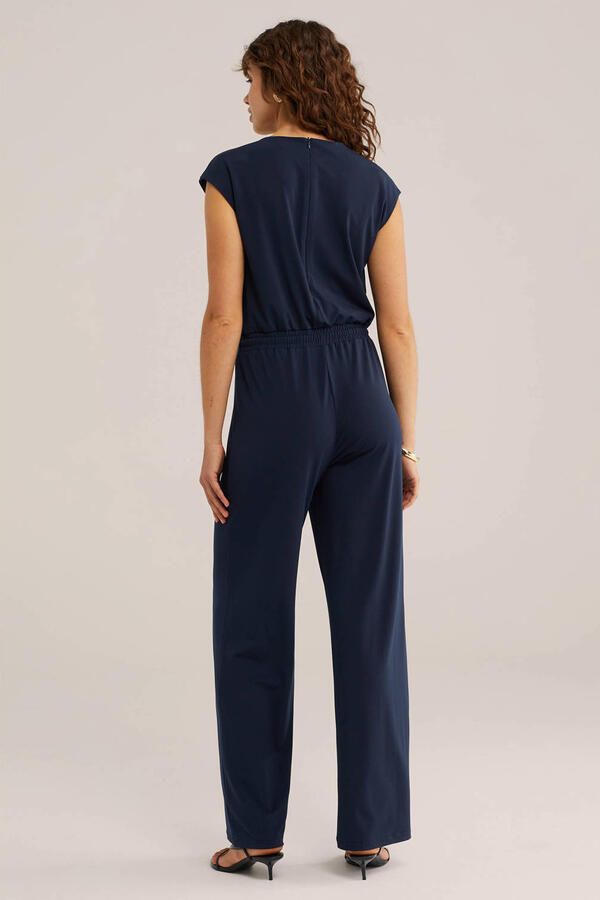 WE Fashion regular fit jumpsuit donkerblauw - Foto 2