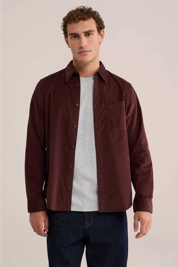 WE Fashion regular fit overhemd roodbruin