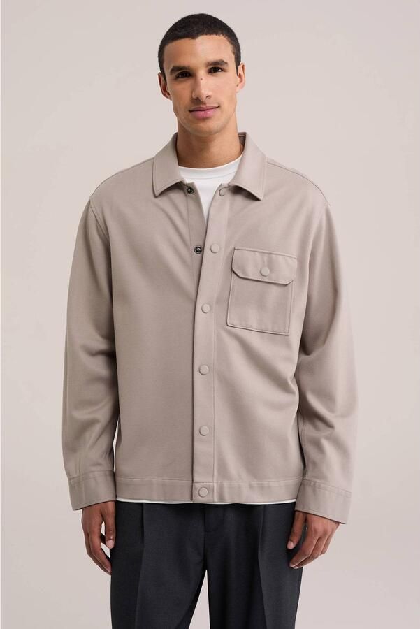 WE Fashion regular fit overshirt beige