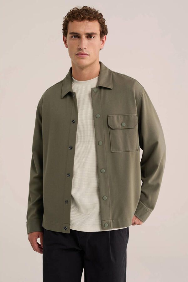 WE Fashion regular fit overshirt donkergroen