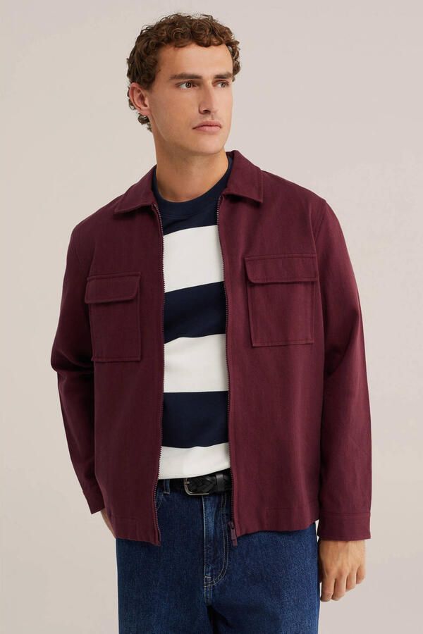 WE Fashion regular fit overshirt donkerrood
