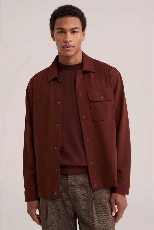 WE Fashion regular fit overshirt donkerrood