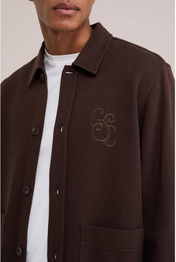 WE Fashion regular fit overshirt met borduursels roodbruin - Foto 2