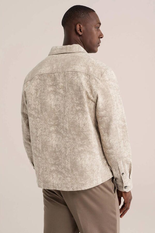 WE Fashion regular fit overshirt met print beige - Foto 3