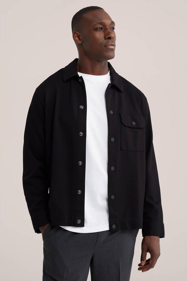 WE Fashion regular fit overshirt zwart