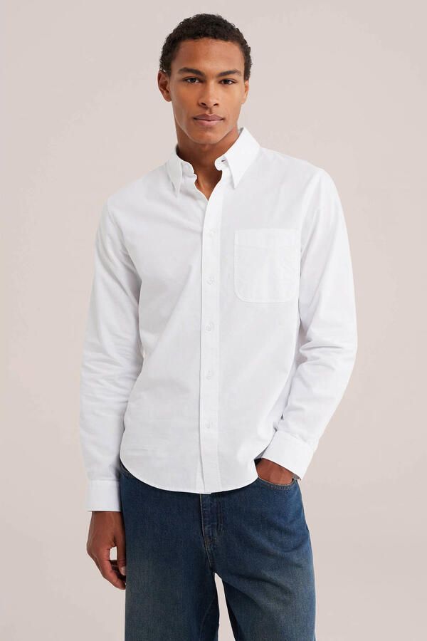 WE Fashion regular fit oxford overhemd wit