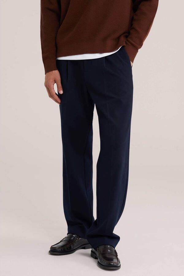 WE Fashion regular fit pantalon donkerblauw