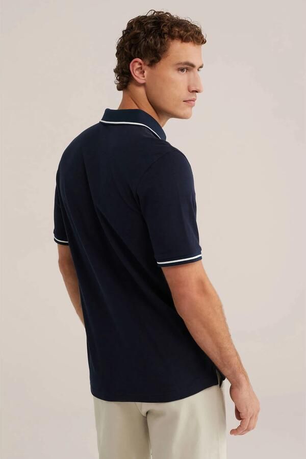 WE Fashion regular fit piqué polo donkerblauw - Foto 2