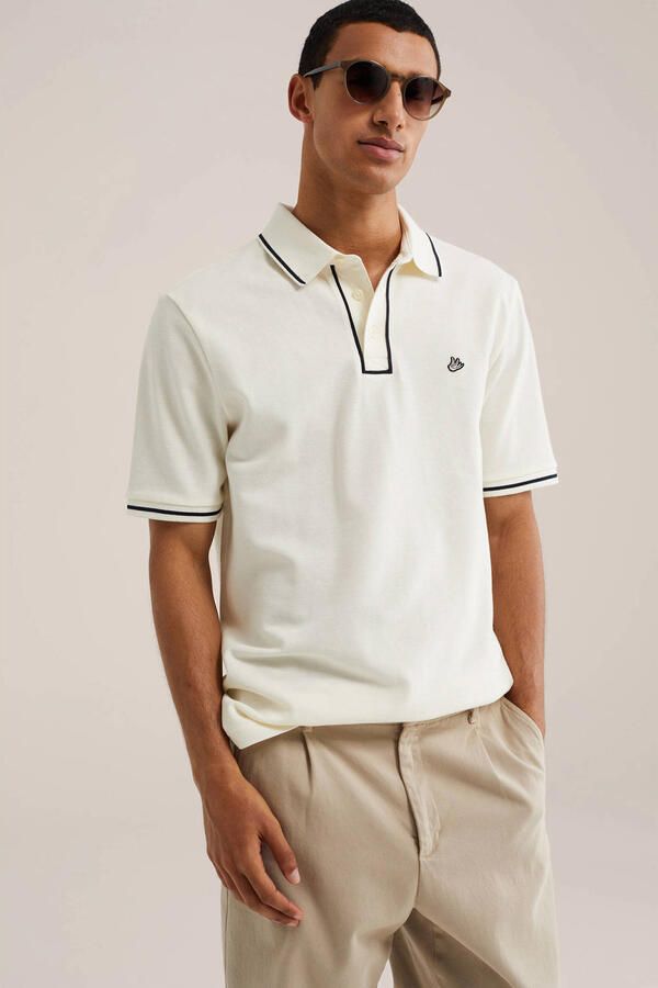 WE Fashion regular fit piqué polo ecru