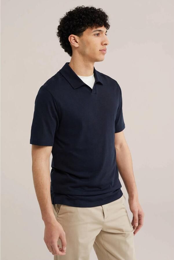 WE Fashion regular fit polo donkerblauw