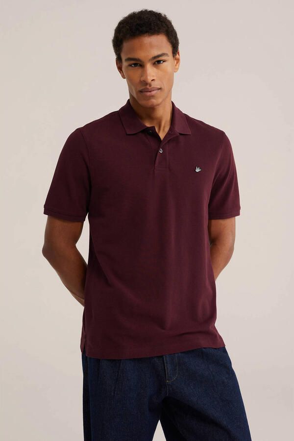 WE Fashion regular fit polo donkerrood