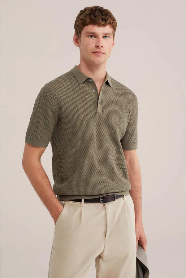 WE Fashion regular fit polo olijfgroen