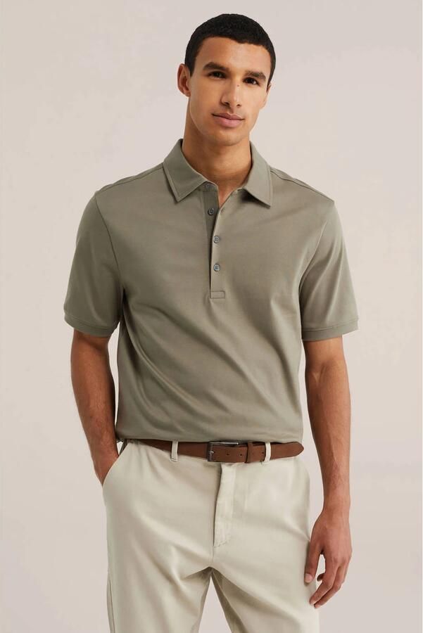 WE Fashion regular fit polo olijfgroen