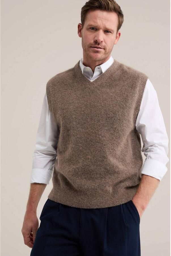 WE Fashion regular fit spencer met wol bruin